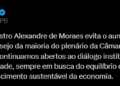 mensagem em qeu Hugo Motta aprova a medida do Ministro Alexandre de Moraes, que criou um caminho para vencer a crise do IOF