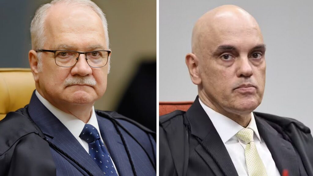 A foto mostra os ministros do STF, Edson Fachin e Alexandre de Moraes.