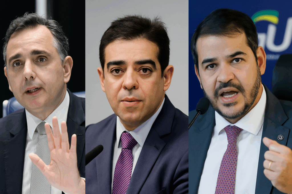 Jorge Messias, Rodrigo Pacheco e Bruno Dantas