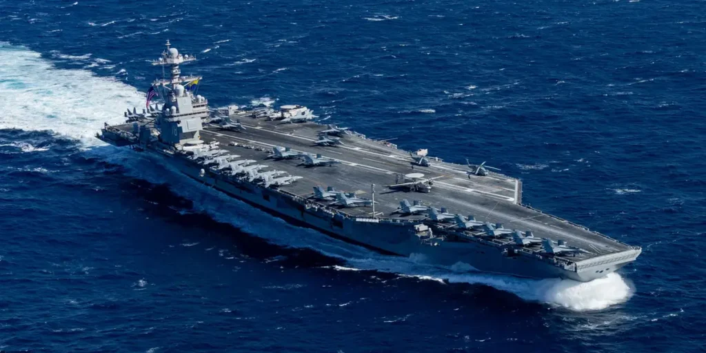 USS Gerald Ford, que o governo dos EUA deslocou para águas do Caribe