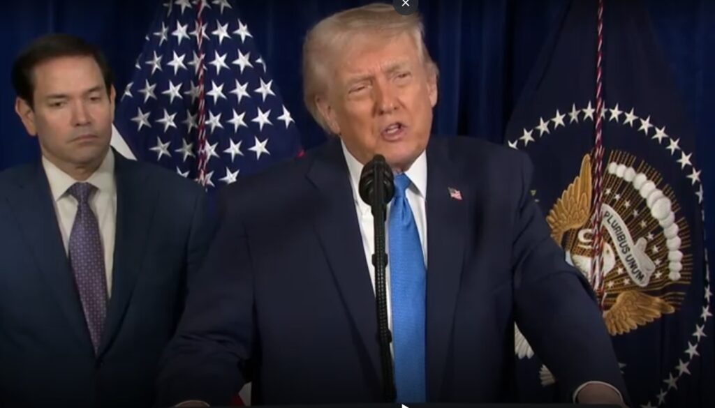 O PResidente do EUA Donald Trump em coletiva sobre o ataque À Venezuela