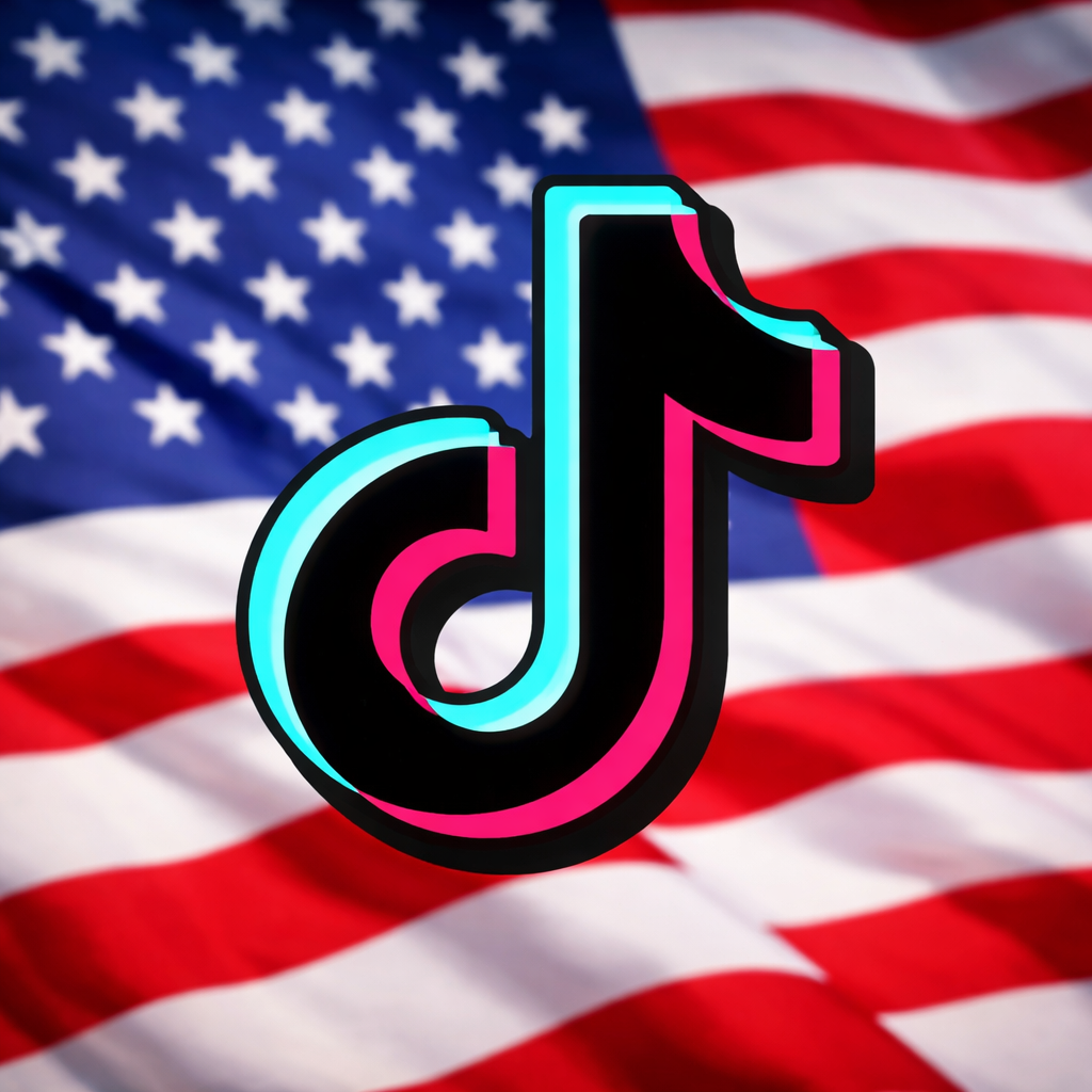 tikTok com a bandeira americana ao fundo