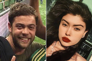 foto do estuprador e empresário André Camargo e ao lado a da influenciadora Mariana Ferrer