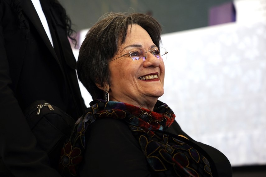 Farmacêutica e ativista Maria da Penha em uma das palestras de que participou