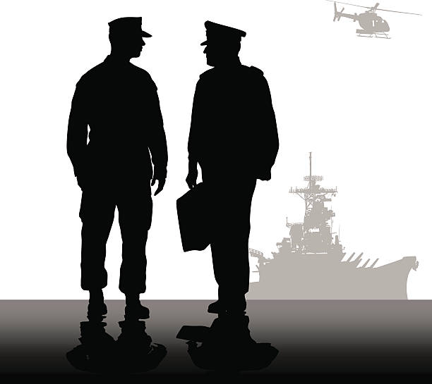 silhueta de dois militares conversando