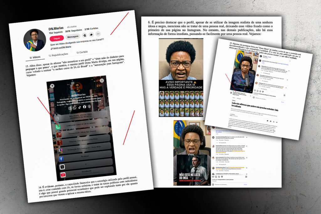 Página anônima com perfil do personagem 'Dona Maria', criado por IA