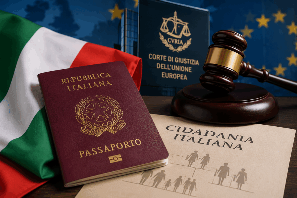 imagem de vários passaportes com o martelo da justiça