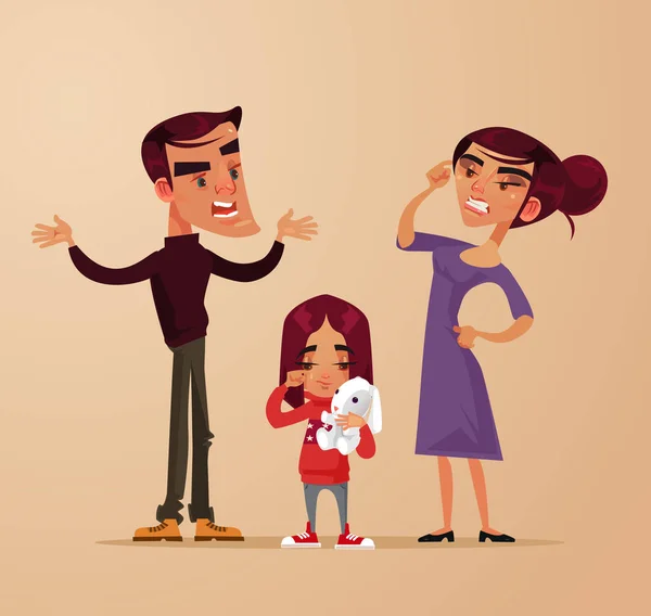 Ilustração de pai e mãe disputando filha
