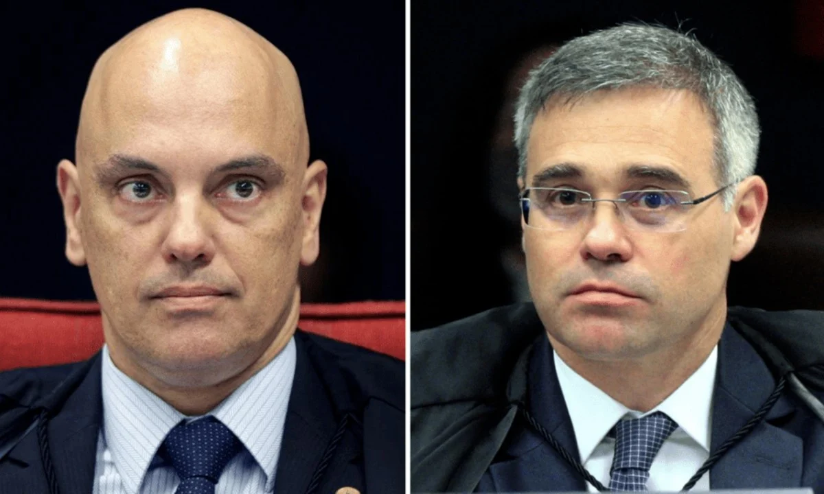 Ministros Alexandre de Moraes e André Mendonça, durante sessão do STF