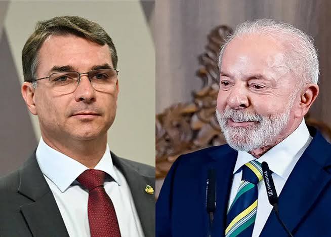 Senador Flávio Bolsonaro e presidente Lula