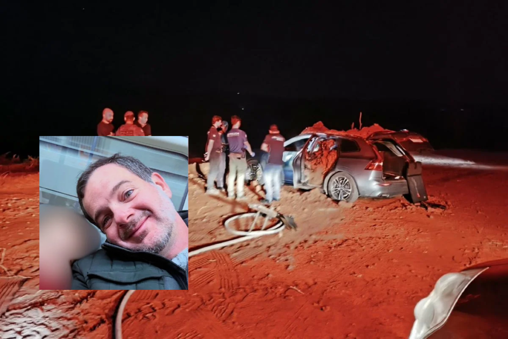 foto do juiz ao lado foto do carro dele incendiado