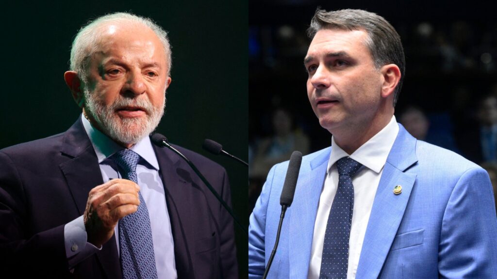 Presidente Lula e senador Flávio Bolsonaro, presidenciáveis das eleições 2026
